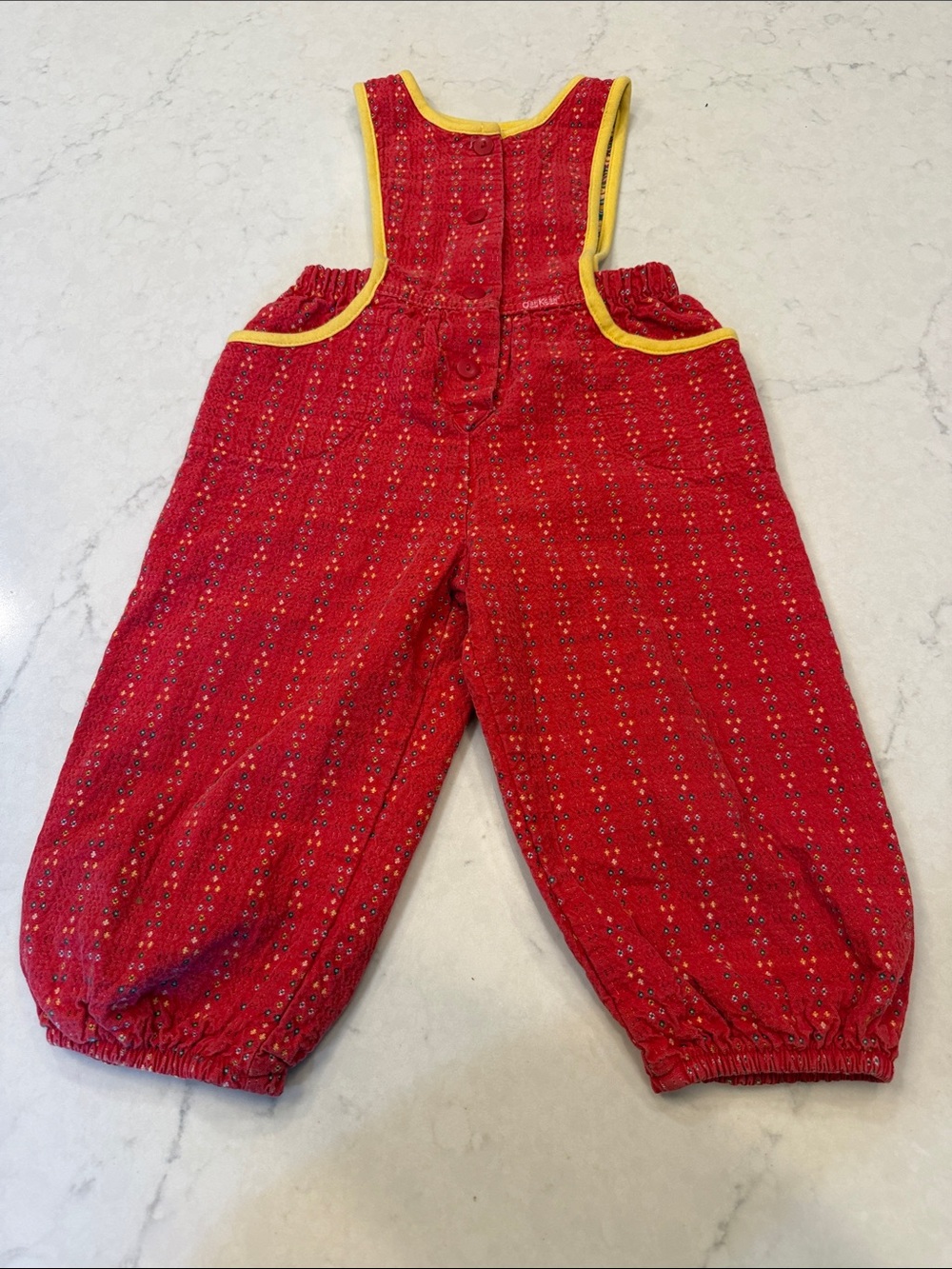 Vintage Oshkosh B'Gosh Girls Denim Vestbak Overalls Bubble Romper 2T